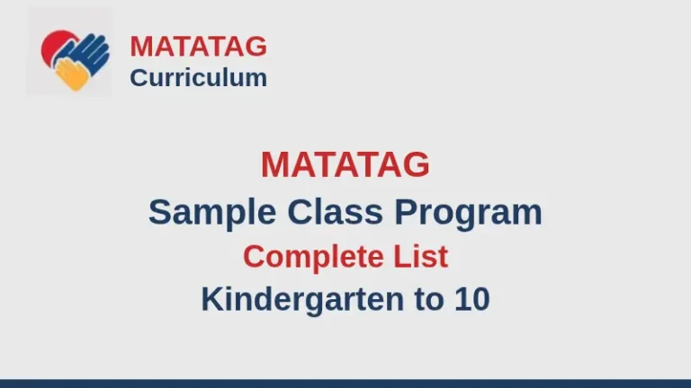 Sample Class Program for MATATAG Curriculum
