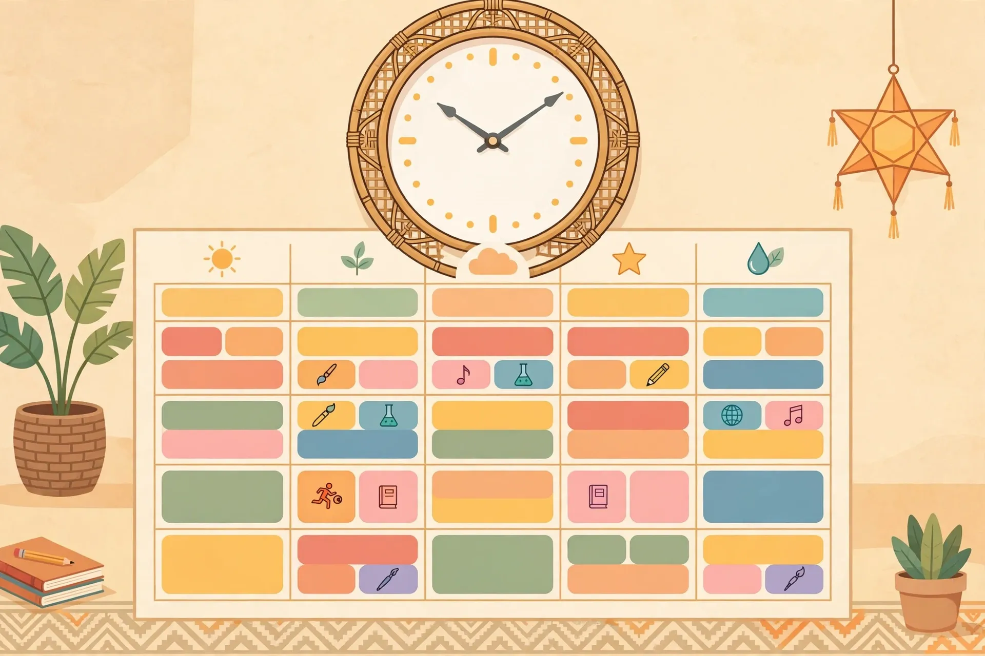 Weekly class schedule timetable showing MATATAG time allotment per subject