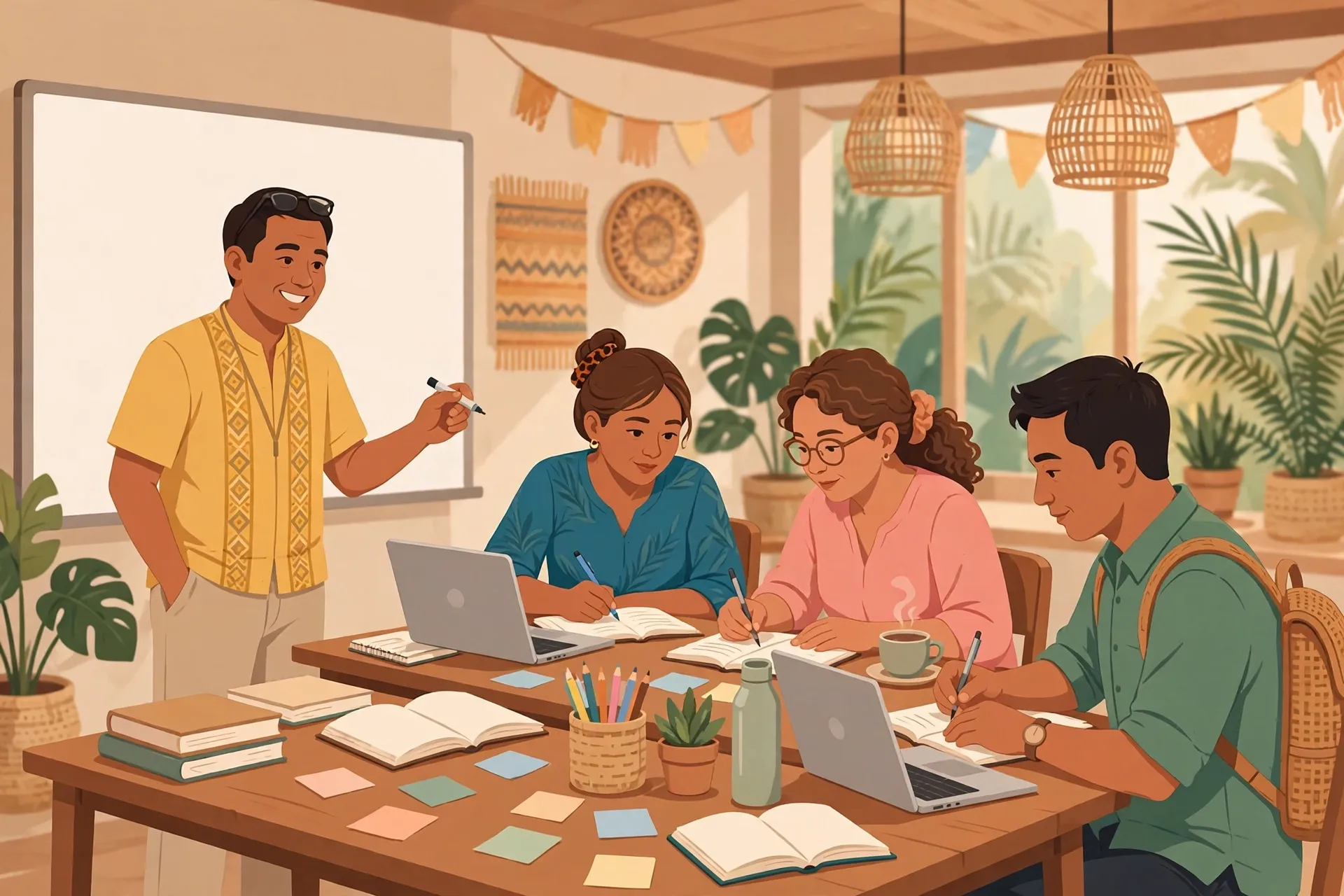 Filipino teacher planning a lesson using the MATATAG instructional design framework