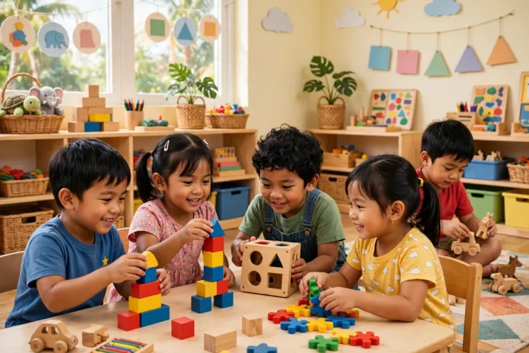 Kindergarten children learning through play