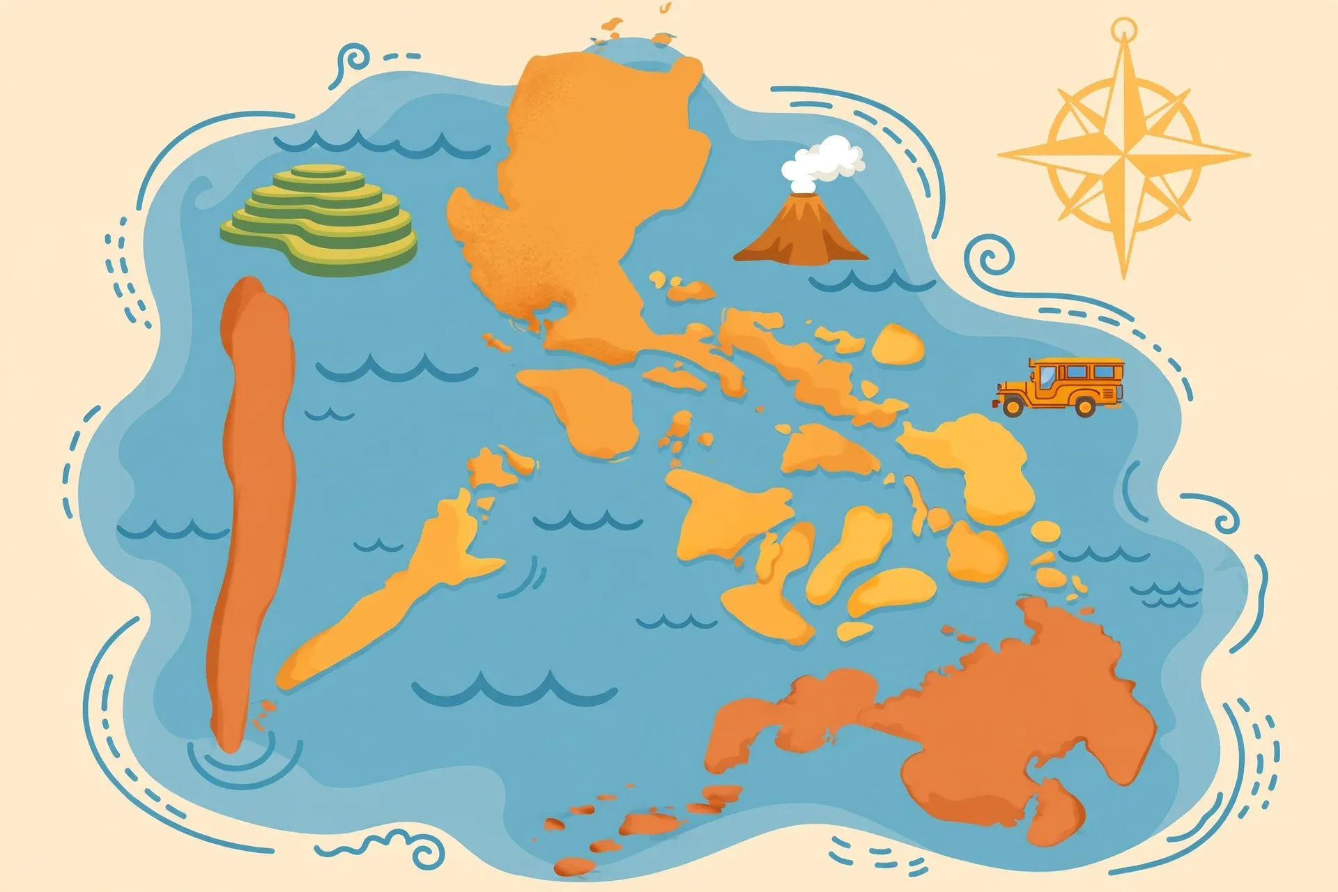 Illustrated map of the Philippines for the MATATAG Araling Panlipunan curriculum guide, Grade 4 geography