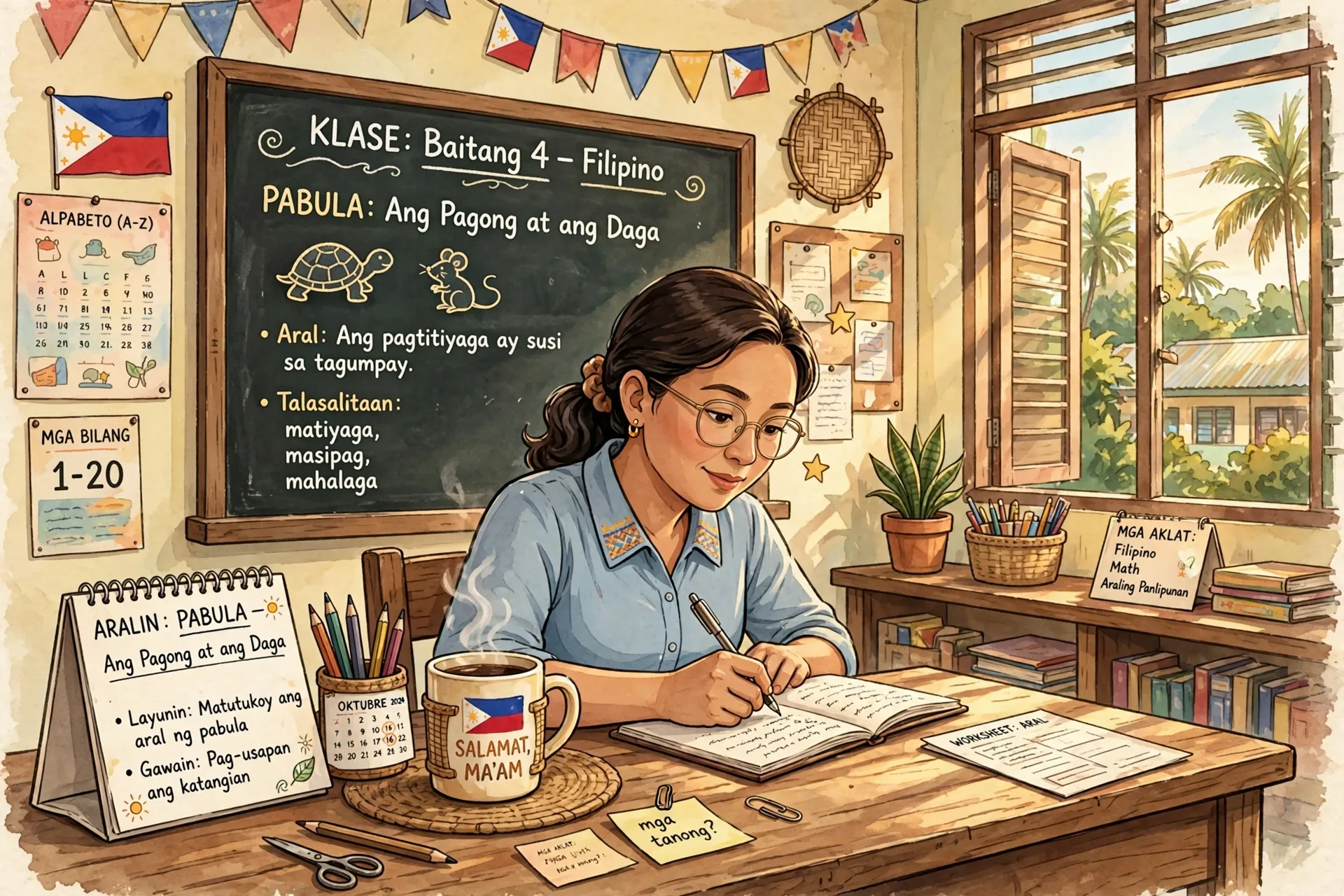 Filipino teacher planning lessons around the DepEd school calendar 2026-2027